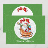 Carte de vacances père Noël Sleigh Flat (Devant / Derrière)