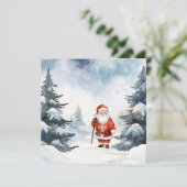 Carte de vacances Père Noël Watercolor (Debout devant)