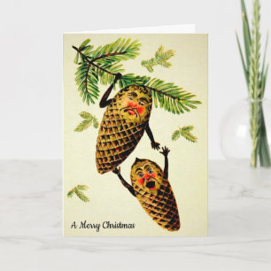 Carte de vacances personnalisable Vintage Pinecone