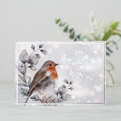 Carte de vacances personnalisée Aquarelle et neige (Debout devant)