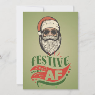 Carte de vacances personnalisée Cool Retro Santa F