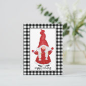 Carte de vacances personnalisée Gnome de Père Noël (Debout devant)