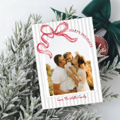 Carte de vacances photo à arc rayé moderne avec nœ