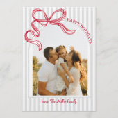 Carte de vacances photo à arc rayé moderne avec nœ (Devant)