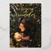 Carte de vacances photo à feuille d'or Saison de m (Recto)