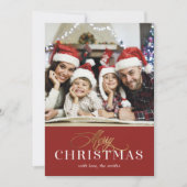 Carte de vacances photo à motif feuille d'or moder (Devant)