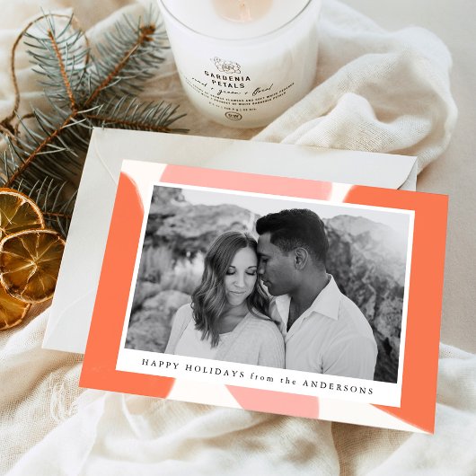 Carte de vacances photo abstraite Orange & Blush a