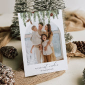 Carte de vacances photo Arche à pin d'hiver