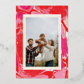 Carte de vacances photo avec billes rouges joyeuse (Recto)