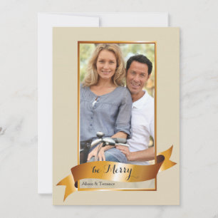 Carte de vacances photo avec cadre ruban doré