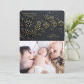 Carte de vacances photo avec flocons de neige noir (Debout devant)