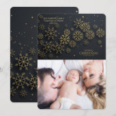Carte de vacances photo avec flocons de neige noir (Devant / Derrière)
