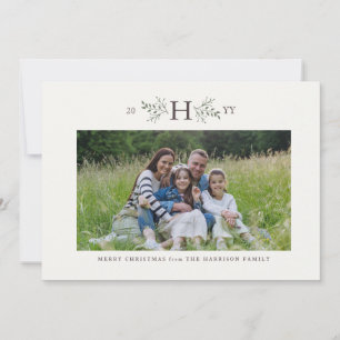 Carte de vacances photo avec monogramme rustique