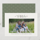 Carte de vacances photo avec monogramme rustique (Devant / Derrière)