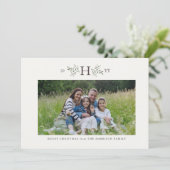 Carte de vacances photo avec monogramme rustique (Debout devant)