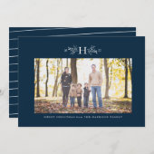 Carte de vacances photo avec monogramme rustique b (Devant / Derrière)