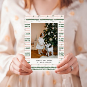 Carte de vacances photo avec rayures roses et vert