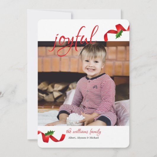 Carte de vacances photo avec rubans joyeux (Devant)