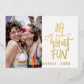 Carte de vacances photo avec vraie feuille métalli (Recto)