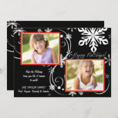 Carte de vacances photo Blackout flocon de neige (Devant / Derrière)