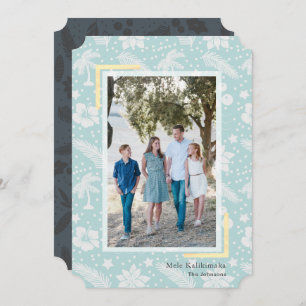 Carte de vacances photo bleue Mele Kalikimaka