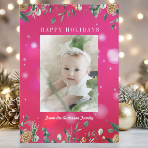 Carte de vacances photo Bokeh de verdure hivernale