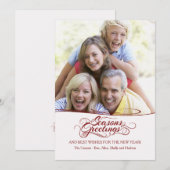 Carte de vacances photo Bonnes Fêtes (Devant / Derrière)