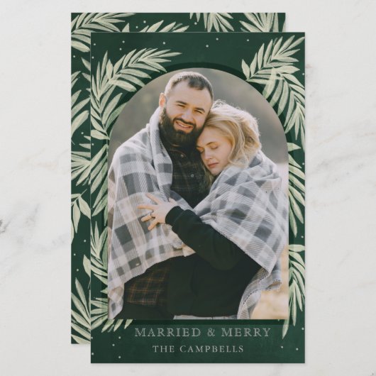 Carte de vacances photo Budget Green Silver Merry  (Devant / Derrière)