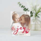 Carte de vacances photo Budget Red Joy Typography (Debout devant)