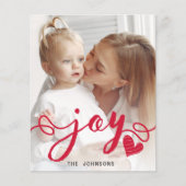 Carte de vacances photo Budget Red Joy Typography (Devant)