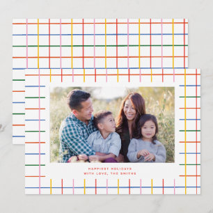 Carte de vacances photo colorée à carreaux mignonn