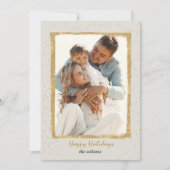 Carte de vacances photo Confetti avec cadre d'or r (Devant)