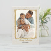 Carte de vacances photo Confetti avec cadre d'or r (Debout devant)