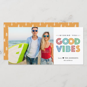 Carte de vacances photo couleur Good Vibes moderne