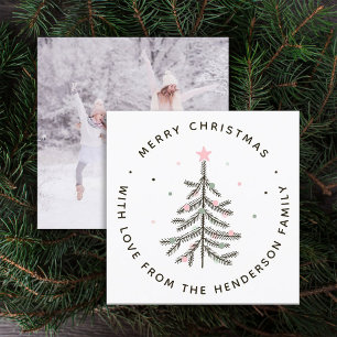 Carte de vacances photo Cute Pastel Pine Tree