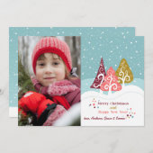 Carte de vacances photo d'arbres rétro (Devant / Derrière)