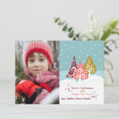 Carte de vacances photo d'arbres rétro (Debout devant)