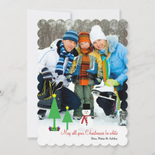 Carte de vacances photo de bonhomme de neige ludiq