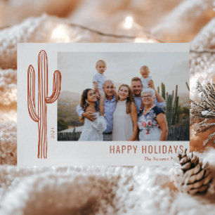 Carte de vacances photo de famille de cactus du dé