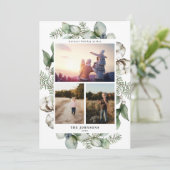 Carte de vacances photo de Noël 3 avec feuillage d (Debout devant)