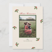 Carte de vacances photo de Noël Cute Holly (Devant)