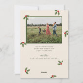 Carte de vacances photo de Noël Cute Holly (Dos)