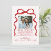 Carte de vacances photo de Noël de la Bow rouge mo (Debout devant)