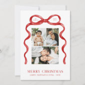 Carte de vacances photo de Noël de la Bow rouge mo (Devant)