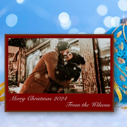 Carte de vacances photo de Noël enneigé