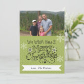 Carte de vacances photo de Noël Joyeux points vert (Debout devant)