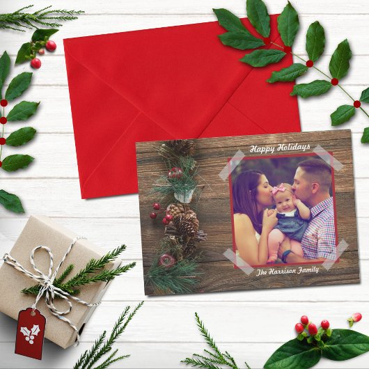 Carte de vacances photo de Noël rustique