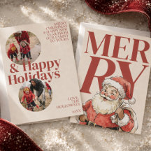 Carte de vacances photo de Père Noël en typographi