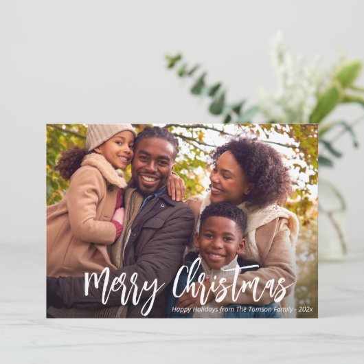 carte de vacances photo de script rustique blanc (Debout devant)