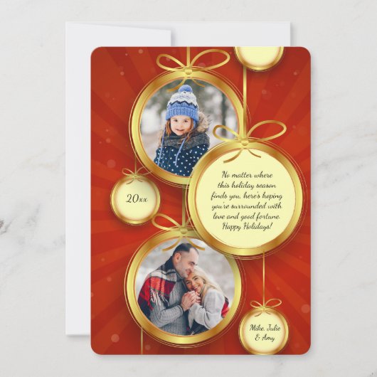 Carte de vacances photo des ornements de hanging (Devant)